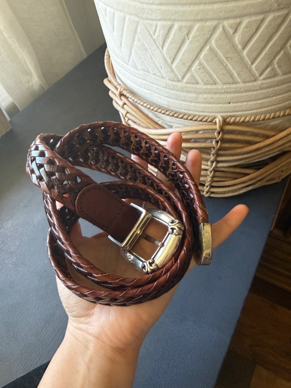 FOSSIL 100% Genuine Leather Braided Glossy Belt. M *** read***